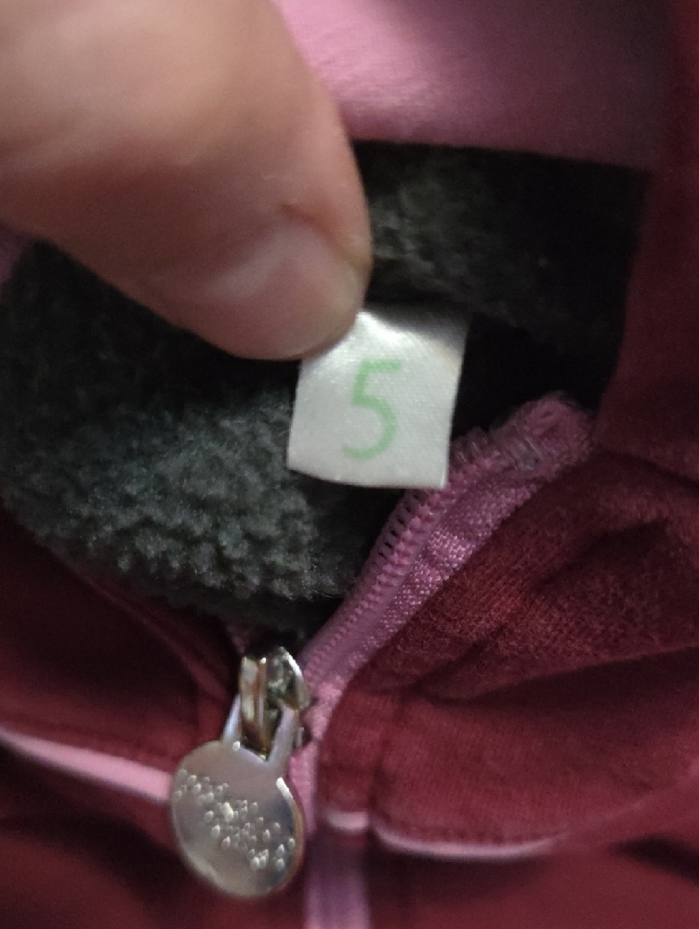 Girls' Maroon Hooded Puffer Jacket with Pink Trim - Picture 4 of 7